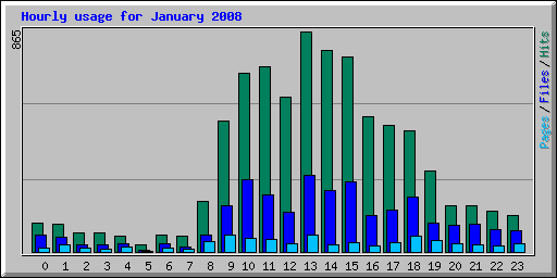 Hourly usage for January 2008