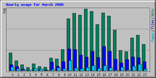 Hourly usage for March 2008